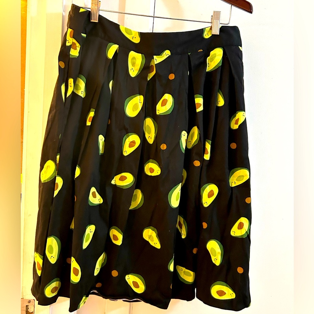 NWOT Vintage Avocado Print Pleated A-line Skirt xxl